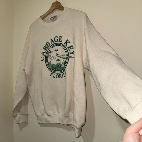 Vintage Lee Heavyweight Cabbage Key Florida Tan + Green Graphic Crewneck Size: L - Picture 8 of 16